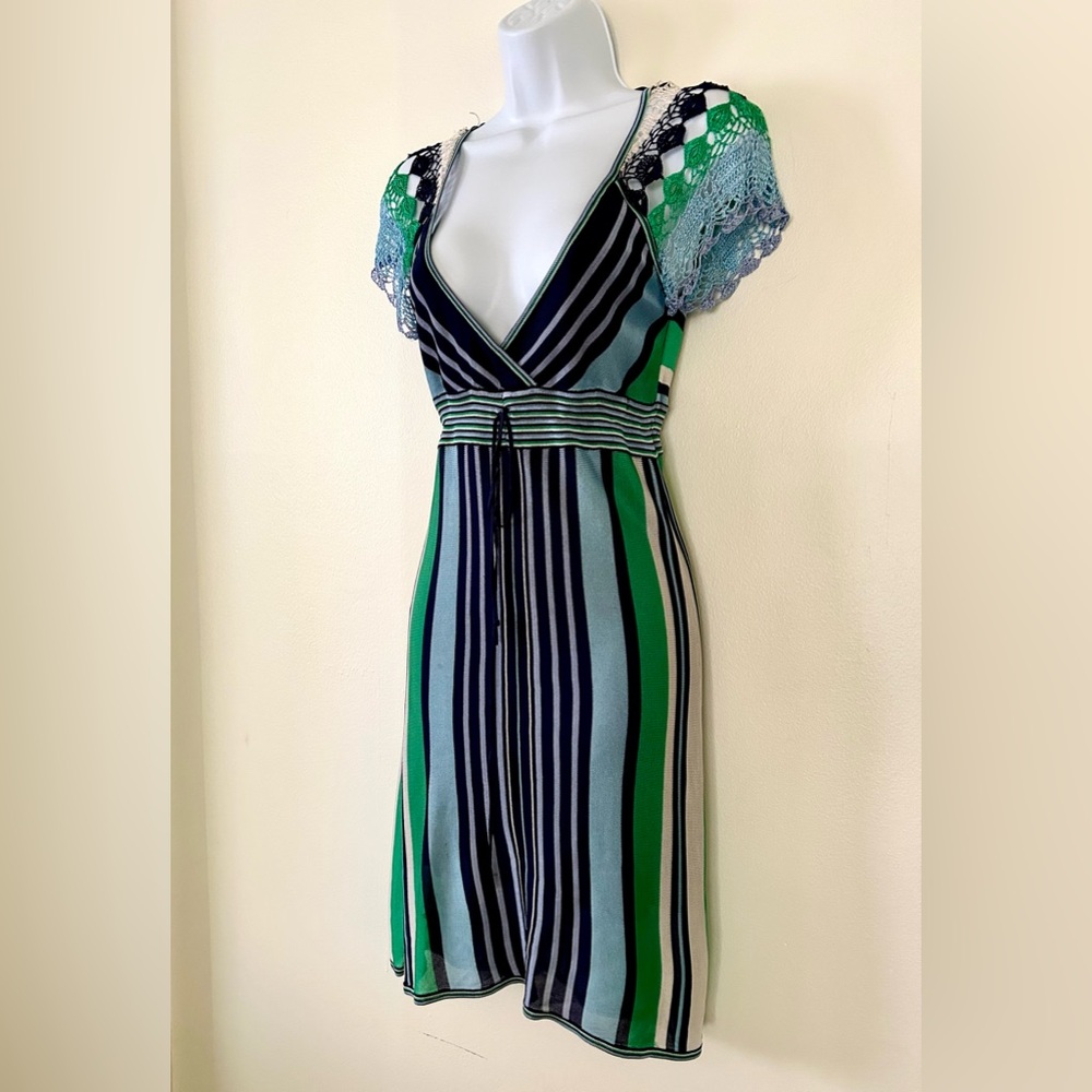 BEBE Striped Knit w/ Crochet Dress / Size XS